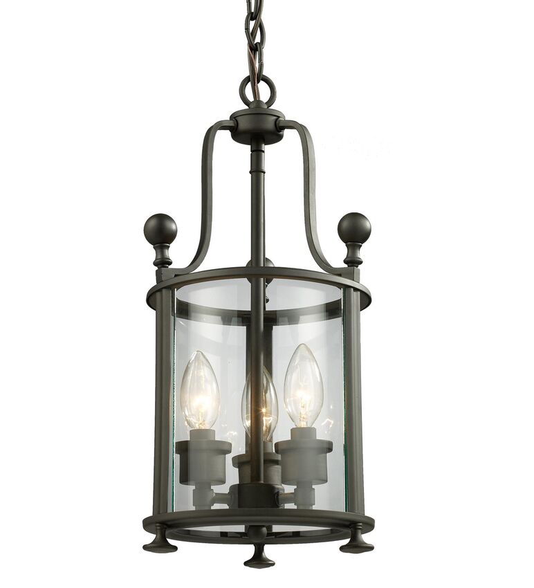 Z-Lite Wyndham 9" 3-Light Bronze Pendant Light With Clear Glass Shade
