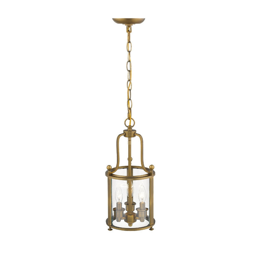 Z-Lite Wyndham 9" 3-Light Clear Glass Shade Chandelier With Heirloom Brass Frame Finish