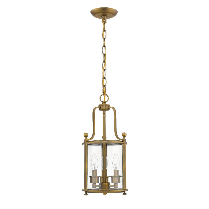 Z-Lite Wyndham 9" 3-Light Clear Glass Shade Chandelier With Heirloom Brass Frame Finish