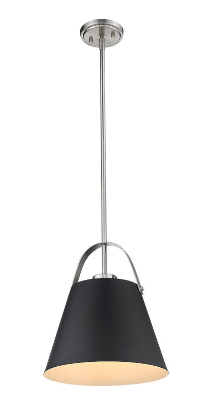 Z-Lite Z-Studio 13" 1-Light Matte Black and Brushed Nickel Pendant Light