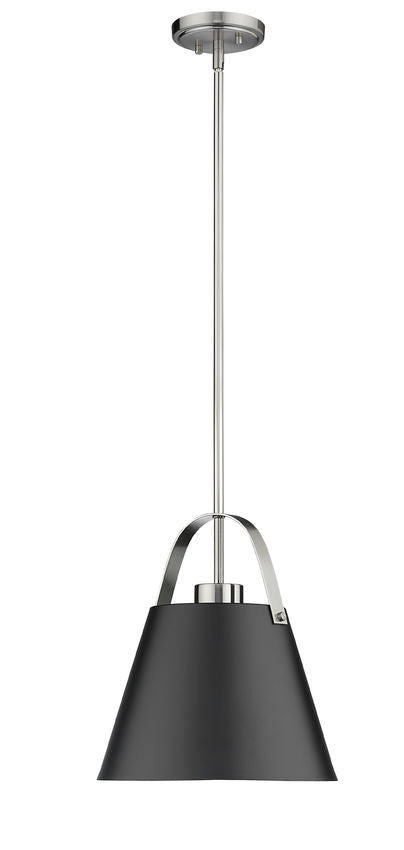 Z-Lite Z-Studio 13" 1-Light Matte Black and Brushed Nickel Pendant Light