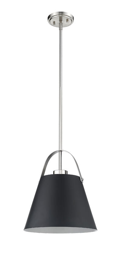 Z-Lite Z-Studio 13" 1-Light Matte Black and Brushed Nickel Pendant Light