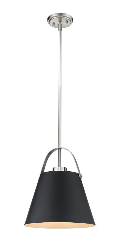 Z-Lite Z-Studio 13" 1-Light Matte Black and Brushed Nickel Pendant Light