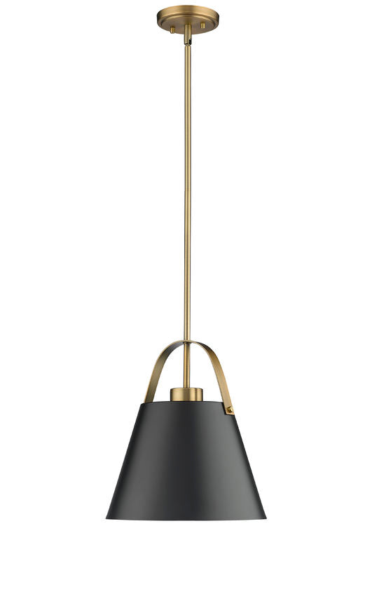 Z-Lite Z-Studio 13" 1-Light Matte Black and Heritage Brass Pendant Light