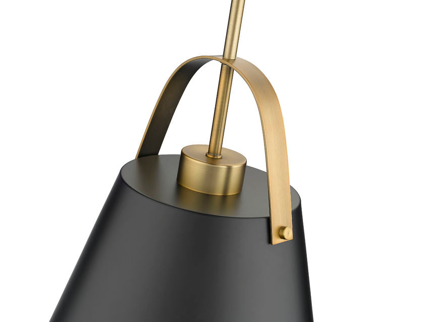 Z-Lite Z-Studio 13" 1-Light Matte Black and Heritage Brass Pendant Light