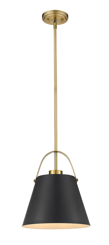 Z-Lite Z-Studio 13" 1-Light Matte Black and Heritage Brass Pendant Light