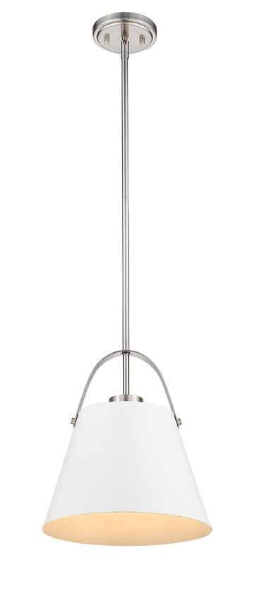 Z-Lite Z-Studio 13" 1-Light Matte White and Brushed Nickel Pendant Light