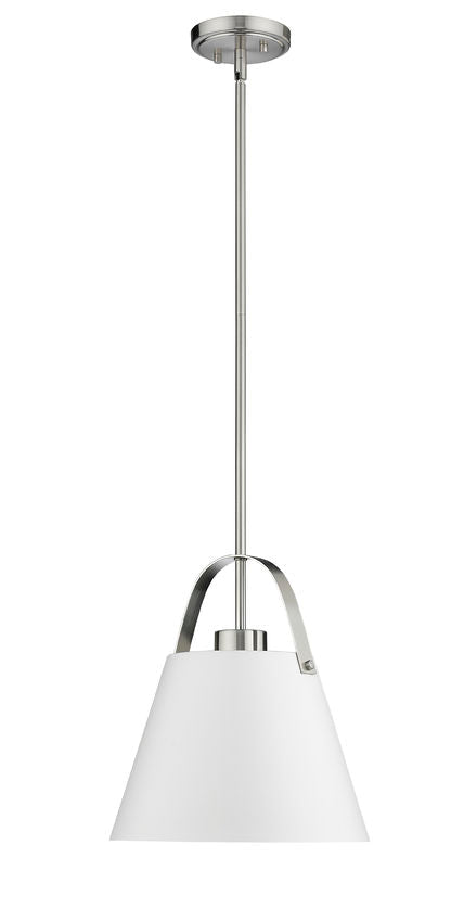 Z-Lite Z-Studio 13" 1-Light Matte White and Brushed Nickel Pendant Light