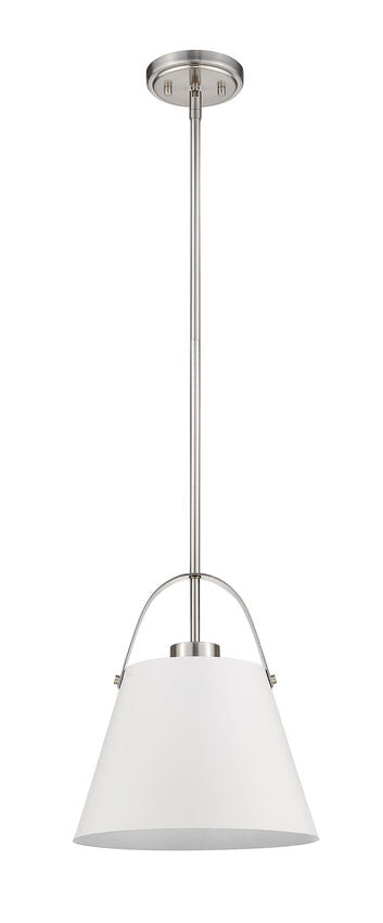 Z-Lite Z-Studio 13" 1-Light Matte White and Brushed Nickel Pendant Light