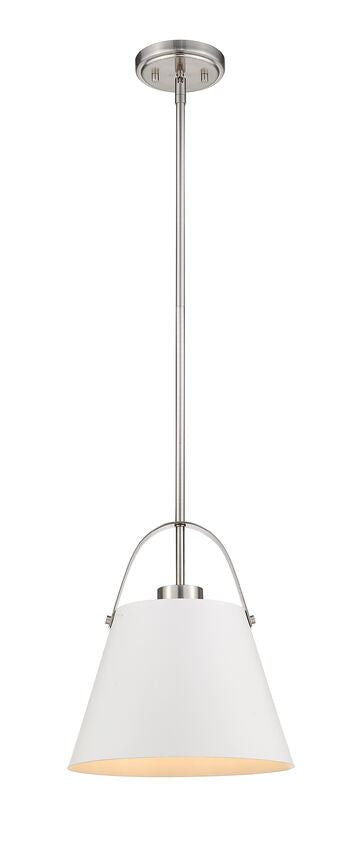 Z-Lite Z-Studio 13" 1-Light Matte White and Brushed Nickel Pendant Light