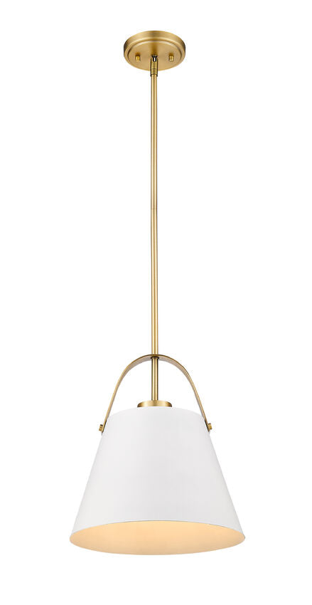 Z-Lite Z-Studio 13" 1-Light Matte White and Heritage Brass Pendant Light