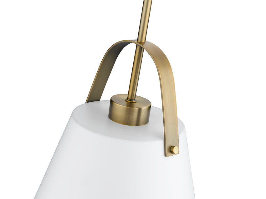 Z-Lite Z-Studio 13" 1-Light Matte White and Heritage Brass Pendant Light