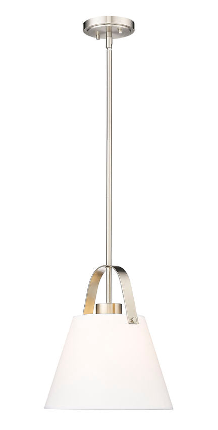 Z-Lite Z Studio 13" Brushed Nickel Steel and Ivory Fabric Pendant Light