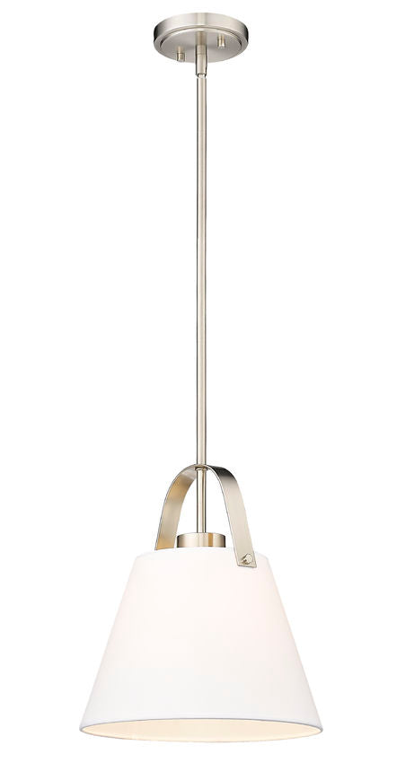 Z-Lite Z Studio 13" Brushed Nickel Steel and Ivory Fabric Pendant Light