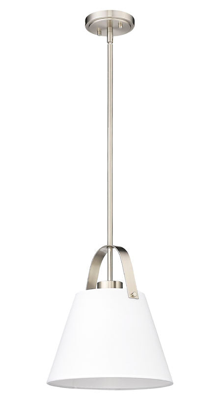 Z-Lite Z Studio 13" Brushed Nickel Steel and Ivory Fabric Pendant Light