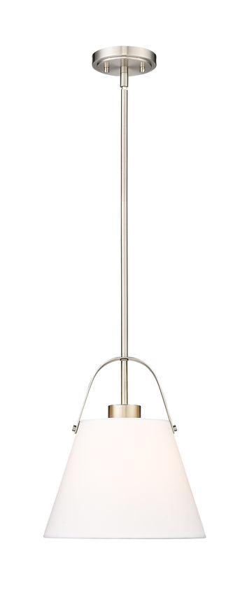 Z-Lite Z Studio 13" Brushed Nickel Steel and Ivory Fabric Pendant Light