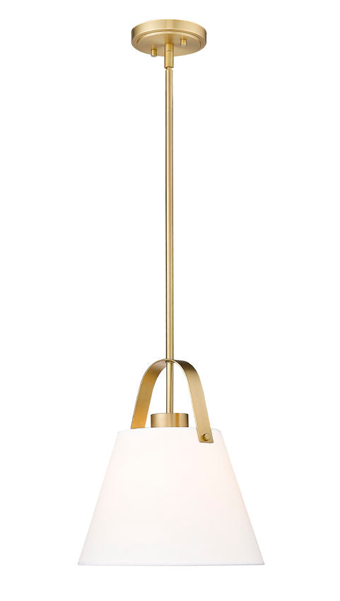 Z-Lite Z Studio 13" Heritage Brass Steel and Ivory Fabric Pendant Light