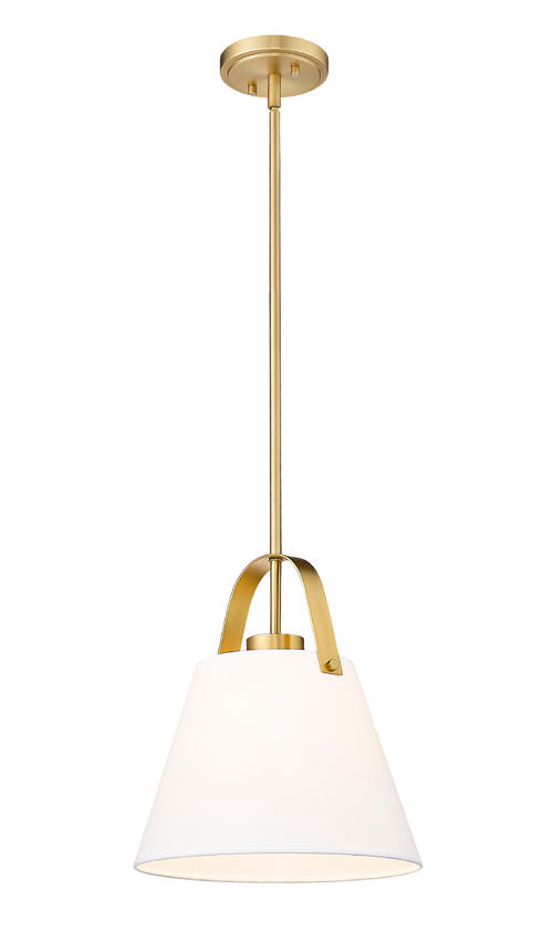 Z-Lite Z Studio 13" Heritage Brass Steel and Ivory Fabric Pendant Light