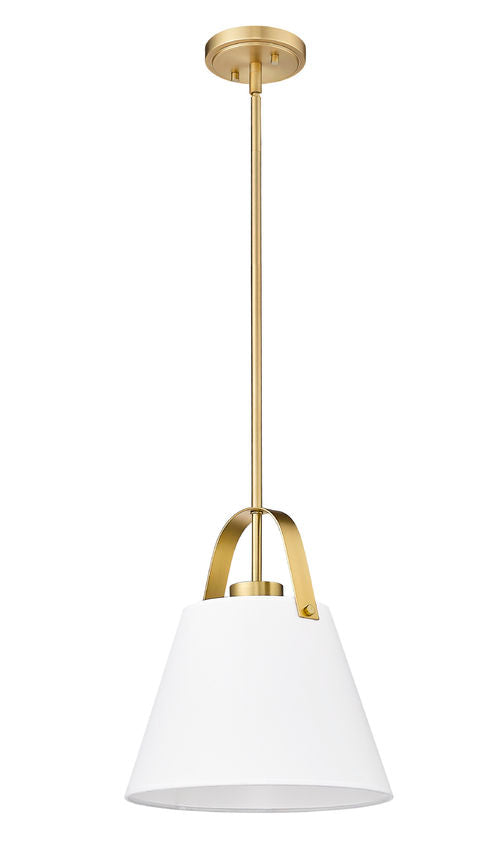 Z-Lite Z Studio 13" Heritage Brass Steel and Ivory Fabric Pendant Light