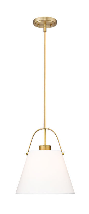 Z-Lite Z Studio 13" Heritage Brass Steel and Ivory Fabric Pendant Light
