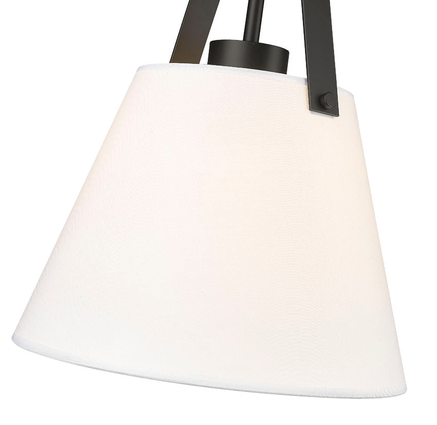 Z-Lite Z Studio 13" Matte Black Steel and Ivory Fabric Pendant Light
