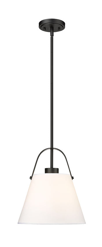 Z-Lite Z Studio 13" Matte Black Steel and Ivory Fabric Pendant Light