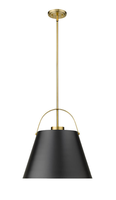 Z-Lite Z-Studio 18" 1-Light Matte Black and Heritage Brass Pendant Light
