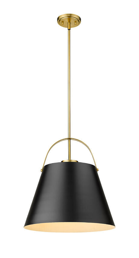 Z-Lite Z-Studio 18" 1-Light Matte Black and Heritage Brass Pendant Light