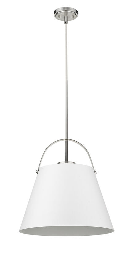 Z-Lite Z-Studio 18" 1-Light Matte White and Brushed Nickel Pendant Light
