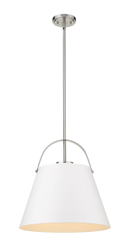 Z-Lite Z-Studio 18" 1-Light Matte White and Brushed Nickel Pendant Light
