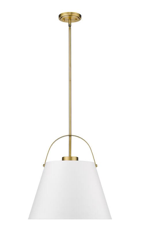 Z-Lite Z-Studio 18" 1-Light Matte White and Heritage Brass Pendant Light