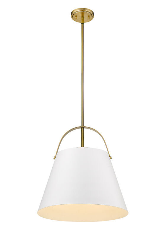Z-Lite Z-Studio 18" 1-Light Matte White and Heritage Brass Pendant Light