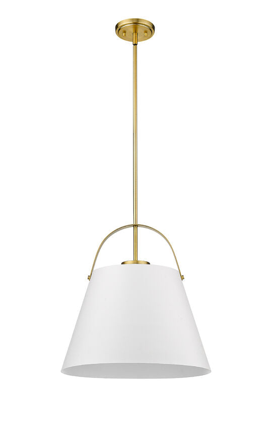 Z-Lite Z-Studio 18" 1-Light Matte White and Heritage Brass Pendant Light