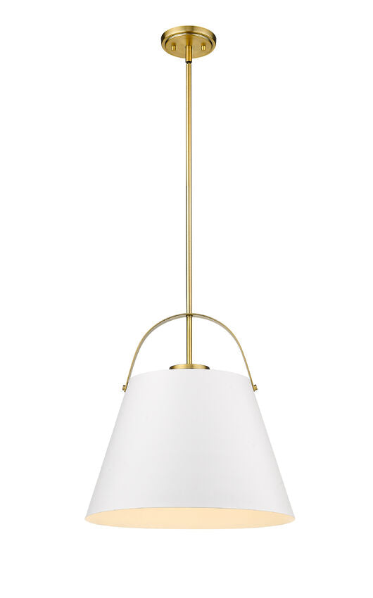 Z-Lite Z-Studio 18" 1-Light Matte White and Heritage Brass Pendant Light