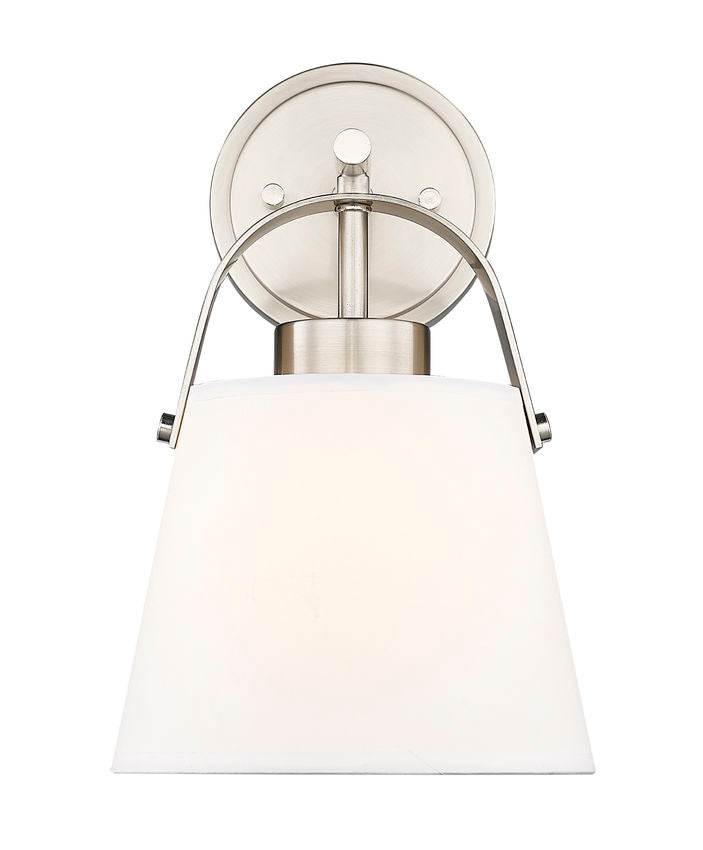 Z-Lite Z-Studio 8" 1-Light Brushed Nickel and Ivory Fabric Shade Wall Sconce