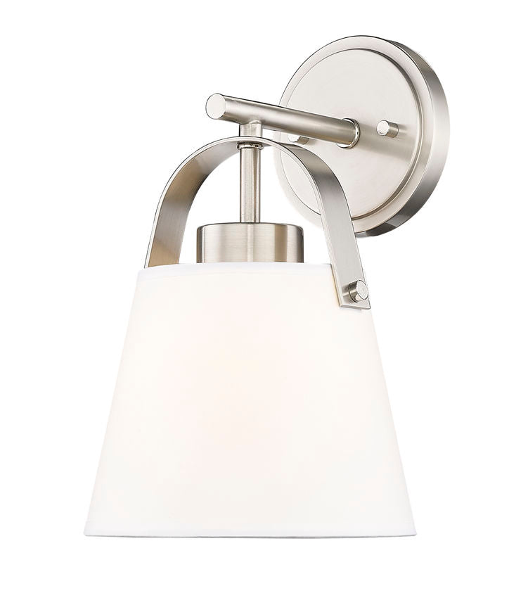 Z-Lite Z-Studio 8" 1-Light Brushed Nickel and Ivory Fabric Shade Wall Sconce