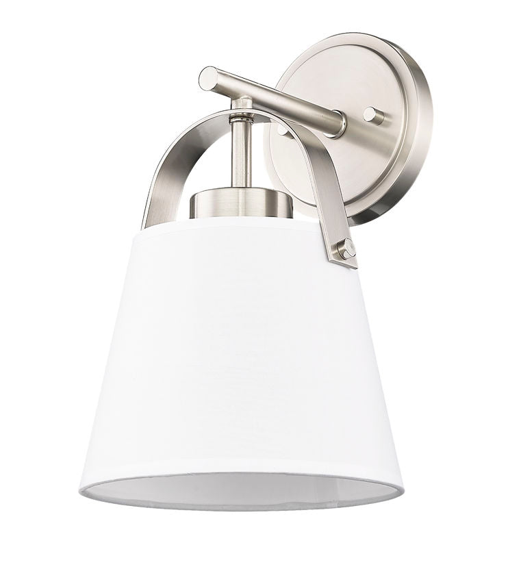 Z-Lite Z-Studio 8" 1-Light Brushed Nickel and Ivory Fabric Shade Wall Sconce