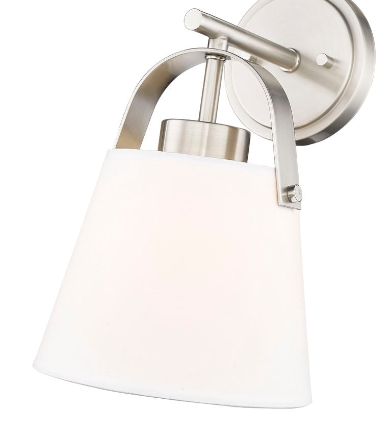 Z-Lite Z-Studio 8" 1-Light Brushed Nickel and Ivory Fabric Shade Wall Sconce