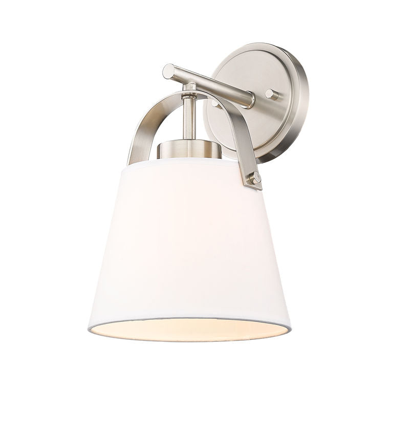 Z-Lite Z-Studio 8" 1-Light Brushed Nickel and Ivory Fabric Shade Wall Sconce