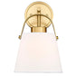 Z-Lite Z-Studio 8" 1-Light Heritage Brass and Ivory Fabric Shade Wall Sconce