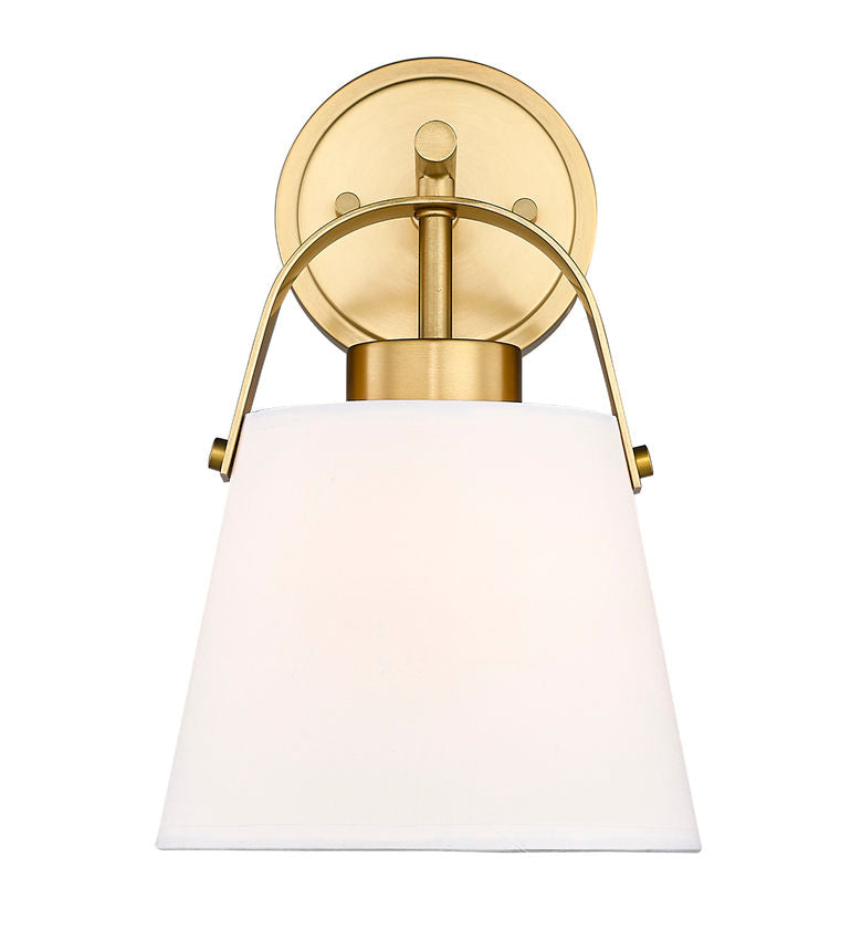 Z-Lite Z-Studio 8" 1-Light Heritage Brass and Ivory Fabric Shade Wall Sconce