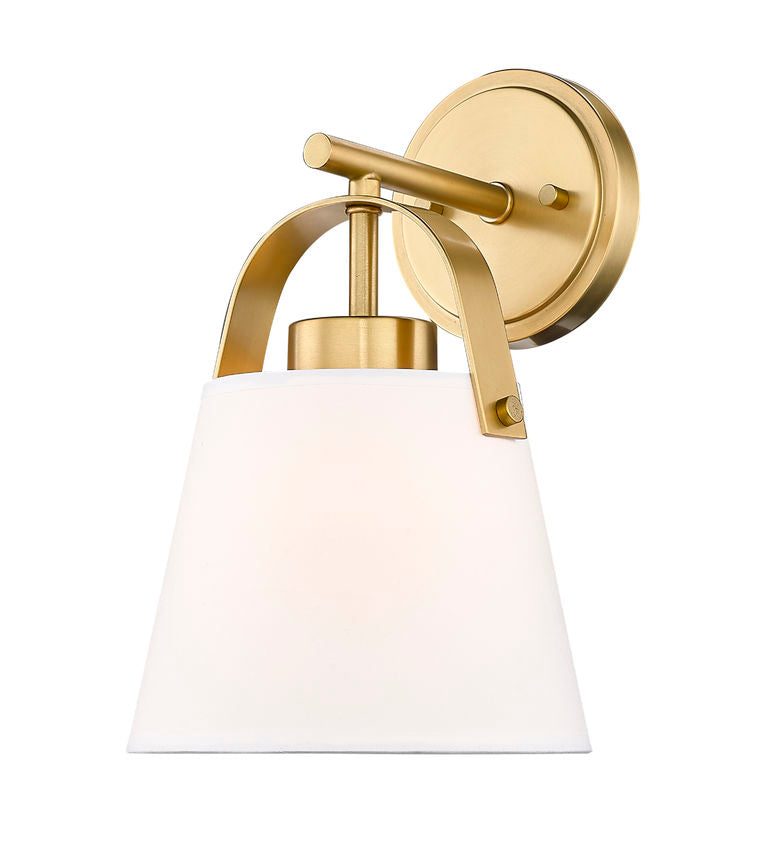 Z-Lite Z-Studio 8" 1-Light Heritage Brass and Ivory Fabric Shade Wall Sconce
