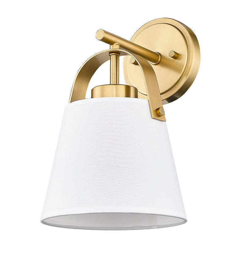 Z-Lite Z-Studio 8" 1-Light Heritage Brass and Ivory Fabric Shade Wall Sconce