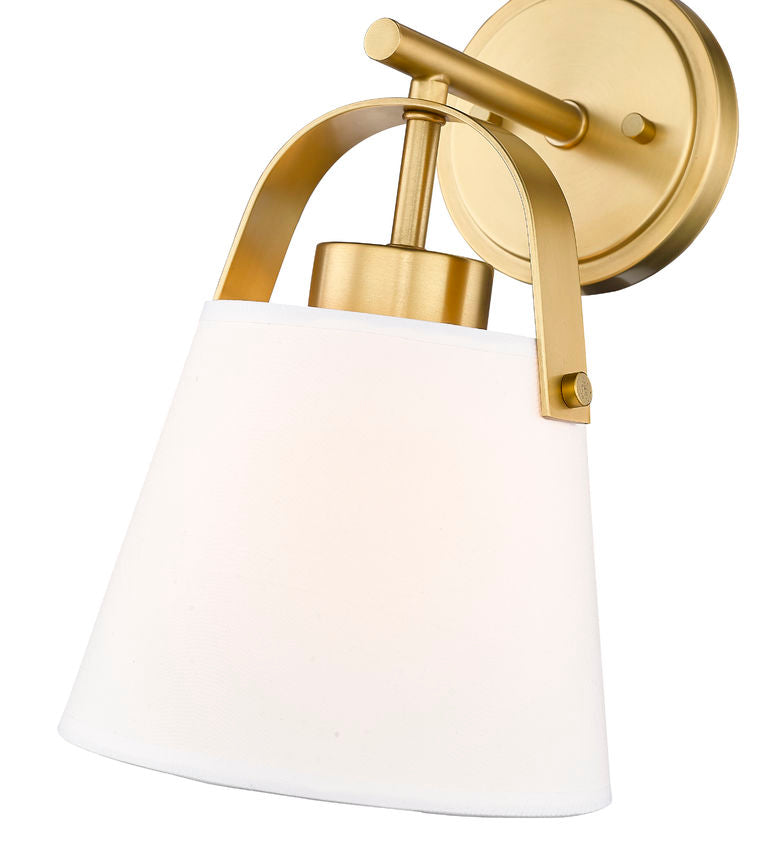Z-Lite Z-Studio 8" 1-Light Heritage Brass and Ivory Fabric Shade Wall Sconce