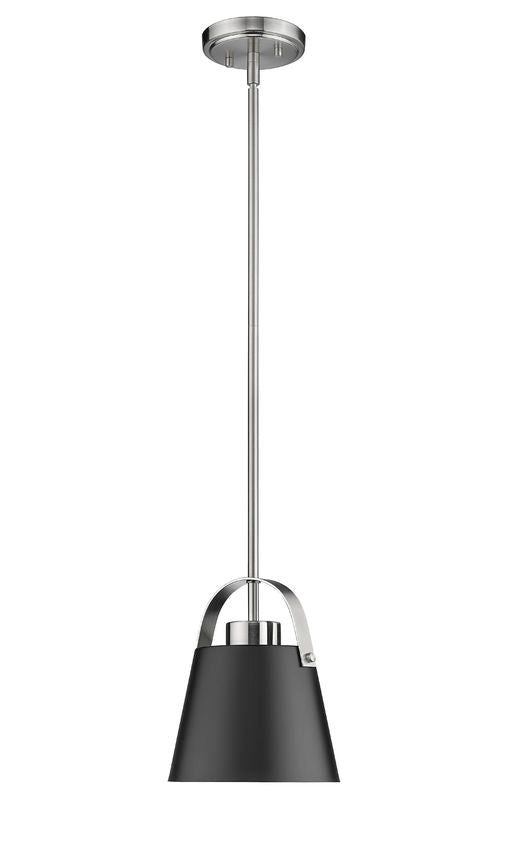 Z-Lite Z-Studio 8" 1-Light Matte Black and Brushed Nickel Mini Pendant Light With Metal Shade