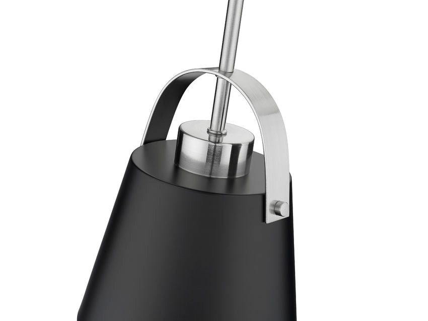 Z-Lite Z-Studio 8" 1-Light Matte Black and Brushed Nickel Mini Pendant Light With Metal Shade