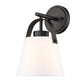 Z-Lite Z-Studio 8" 1-Light Matte Black and Ivory Fabric Shade Wall Sconce