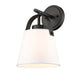 Z-Lite Z-Studio 8" 1-Light Matte Black and Ivory Fabric Shade Wall Sconce