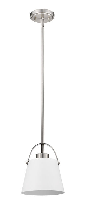 Z-Lite Z-Studio 8" 1-Light Matte White and Brushed Nickel Mini Pendant Light With Metal Shade