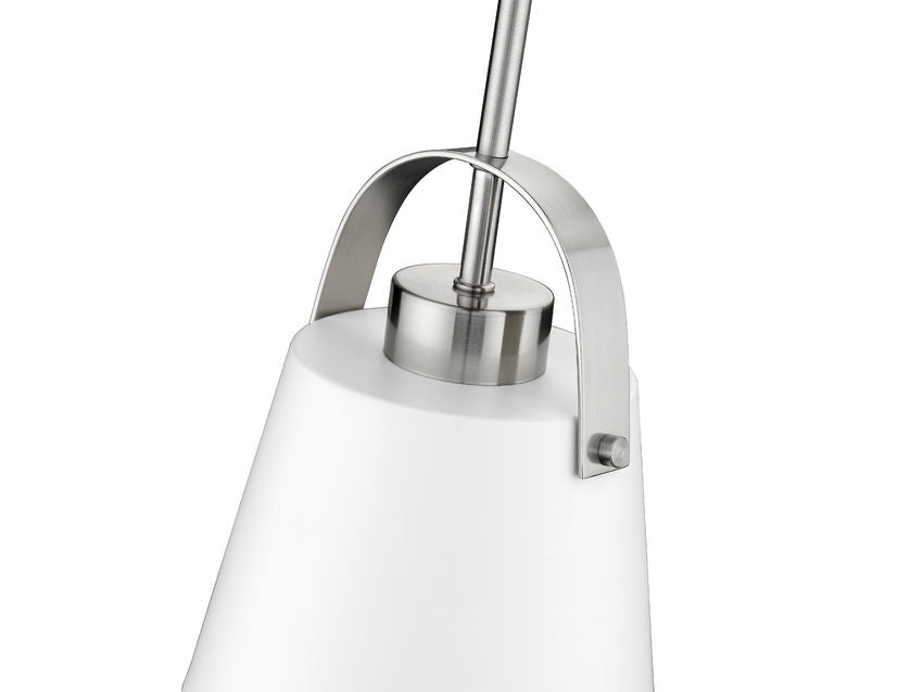 Z-Lite Z-Studio 8" 1-Light Matte White and Brushed Nickel Mini Pendant Light With Metal Shade